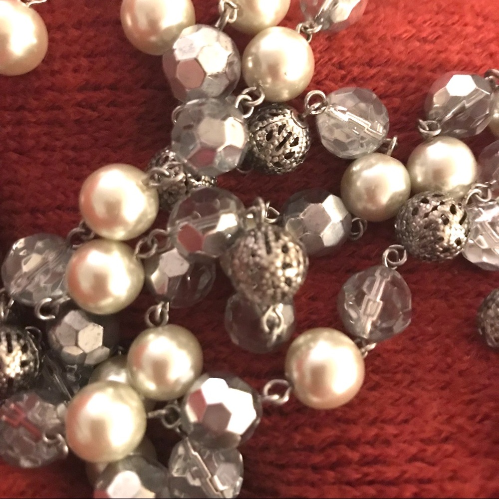 21” Long Crystal & Bead Necklace